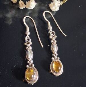 Citrine Sterling Silver Dangle Earrings – Boho Bezel Set